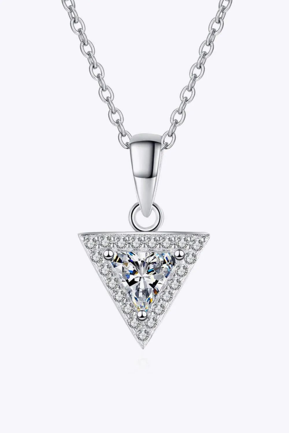 925 Sterling Silver Triangle Moissanite Pendant Necklace Moissanite - Tophatter Daily Deals